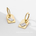 Baguette Zirconia 18K Gold Plated Silver 925 Earrings